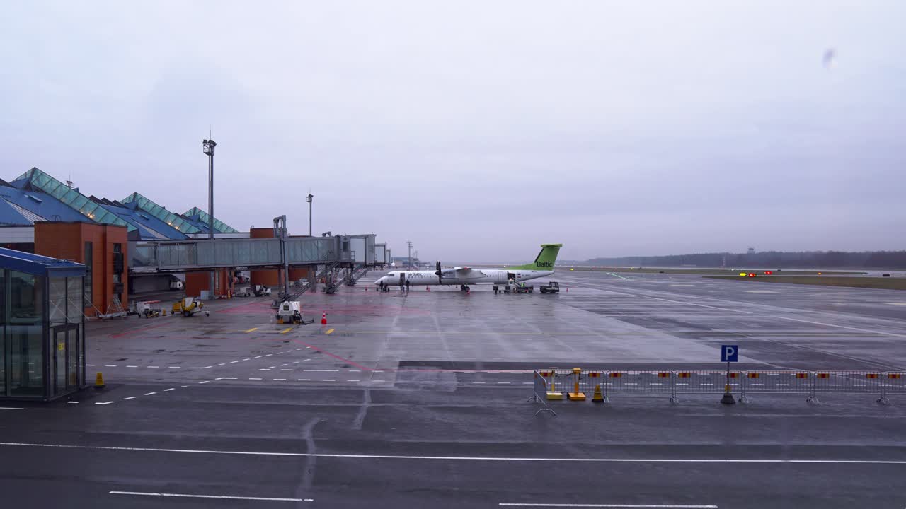 Timelapse video from Estonia, Tallinn, airport terminal. Showing landing and arriving airplanes. MMXIX.XII.XXIV
