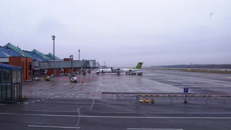 timelapse video from estonia, tallinn, airport terminal. showing landing and arriving airplanes. mmxix.xii.xxiv