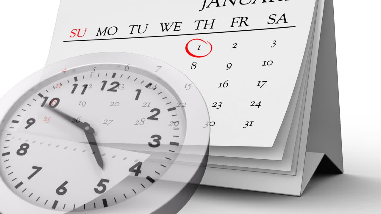 animación del reloj sobre el calendario