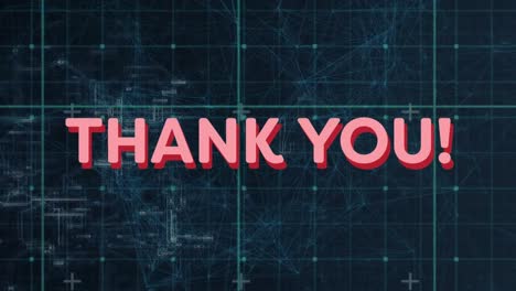 animation of thank you text over network of connections on black background