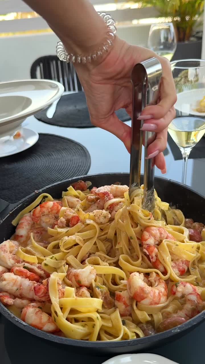 Shrimp Pasta Outdoor Dinner