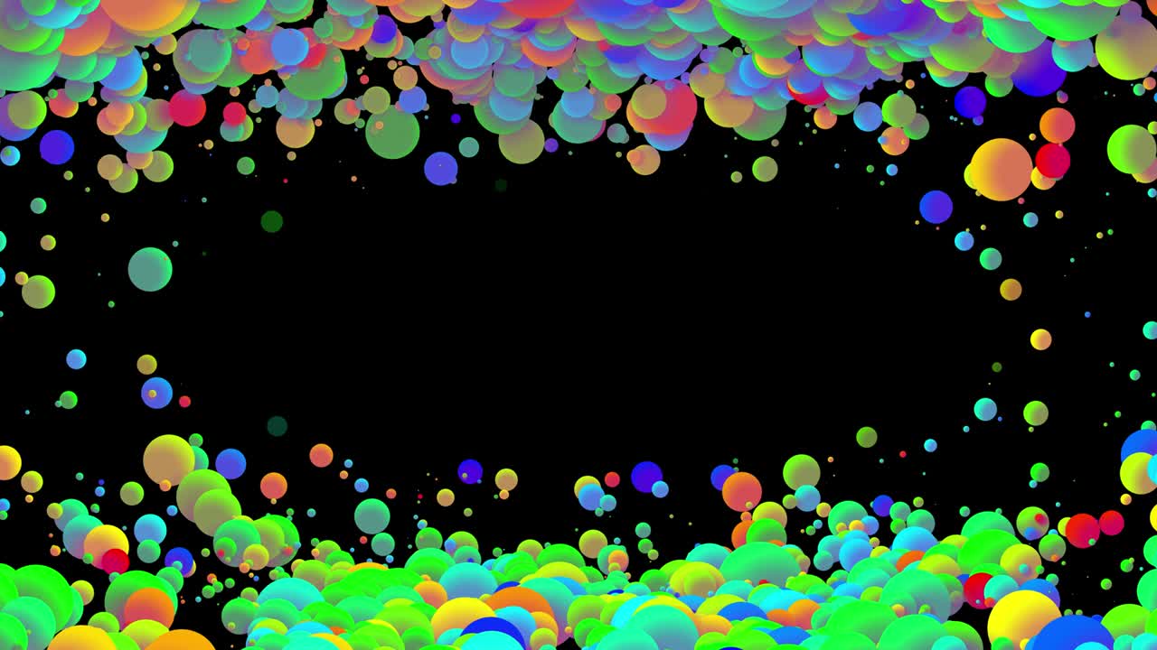 평평한 스타일의 물에 페인트 거품이나 염료 방울과 같은 아름다운 다채로운 공을 가진 4k 루프 추상적인 배경, 알파 채널로 루마 매트와 함께 3d.