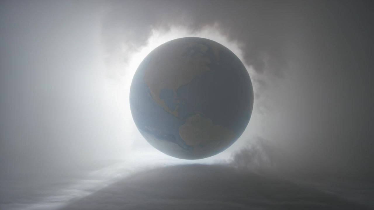 Aligning dark lunar silhouette obscuring Sun in dimmed sky, revealing solar corona glow