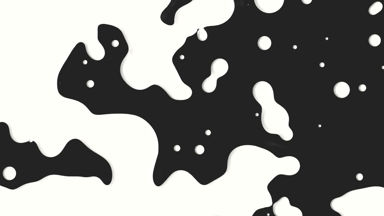 White abstract liquid and splashes spots on black gradient