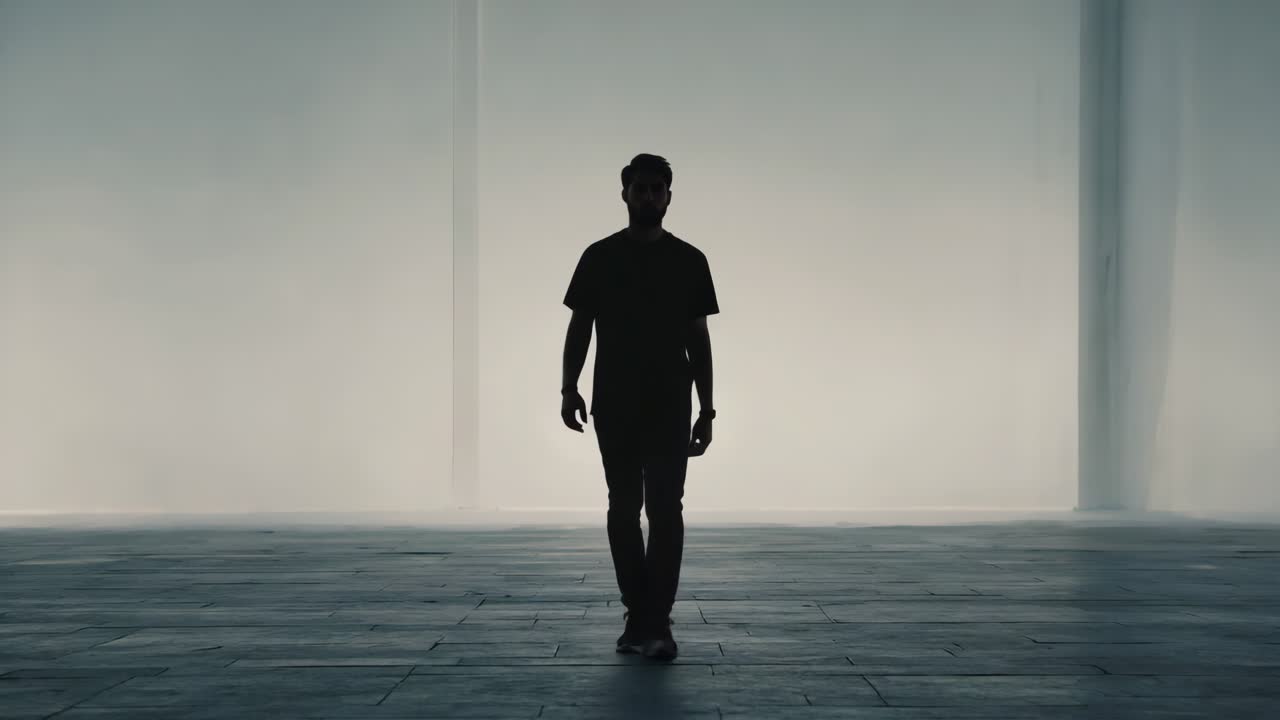 Man Walking in Silhouette