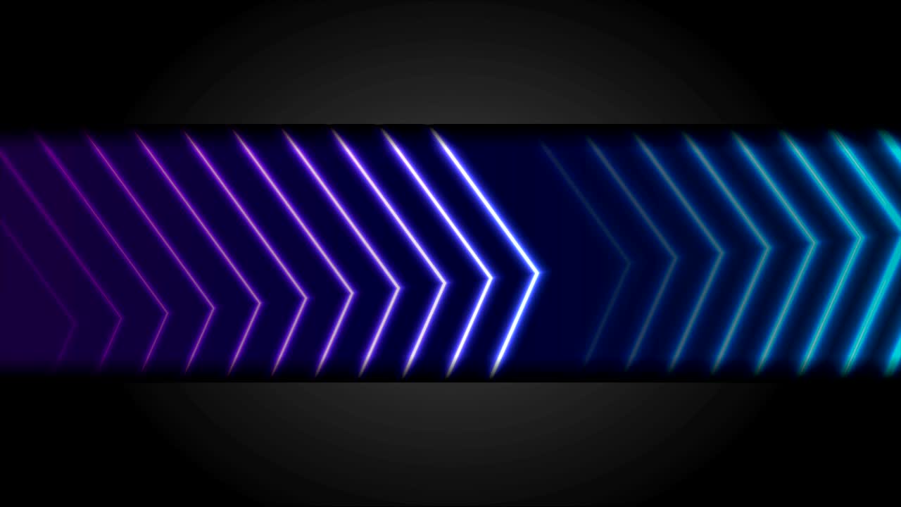 azul púrpura abstracto flechas de neón animación de video tecnológico