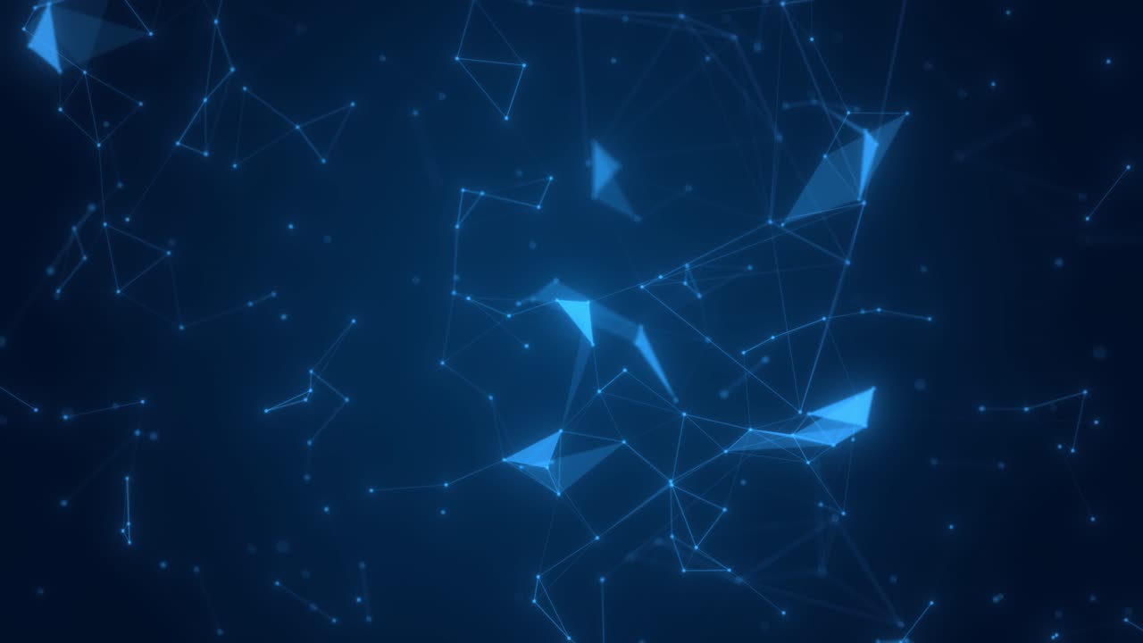 Futuristic motion background with form wave and plexus object in slow motion