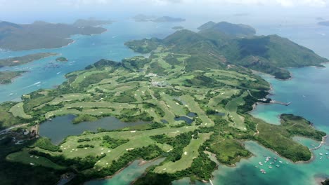 Luftaufnahme-Des-öffentlichen-Golfplatzes-Des-Jockey-Club-Kau-Sai-Chau,-Hong-Kong