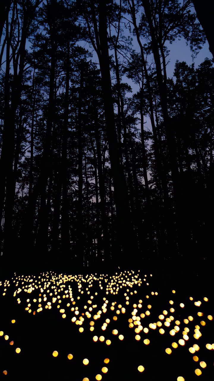 Glowing Lights in the Forest at Night