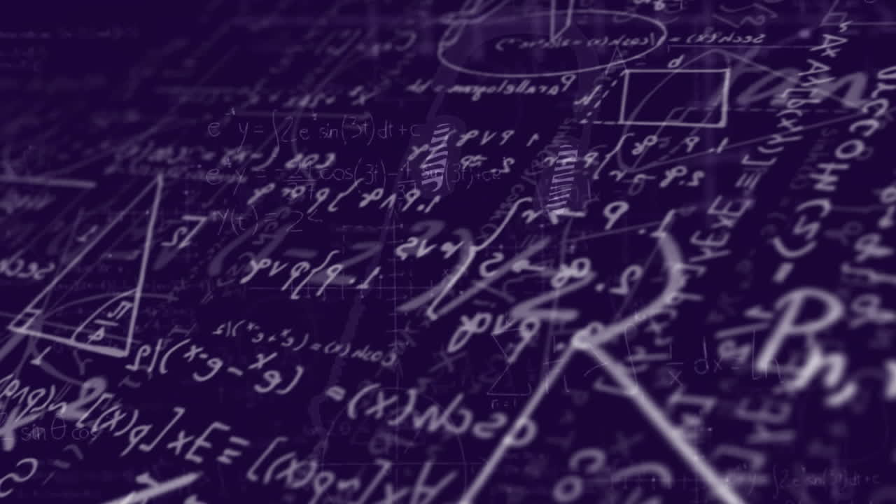 animación de ecuaciones matemáticas y diagramas sobre un fondo negro
