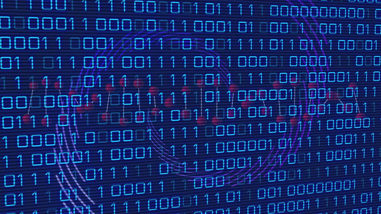 animación de código binario y adn en fondo marino