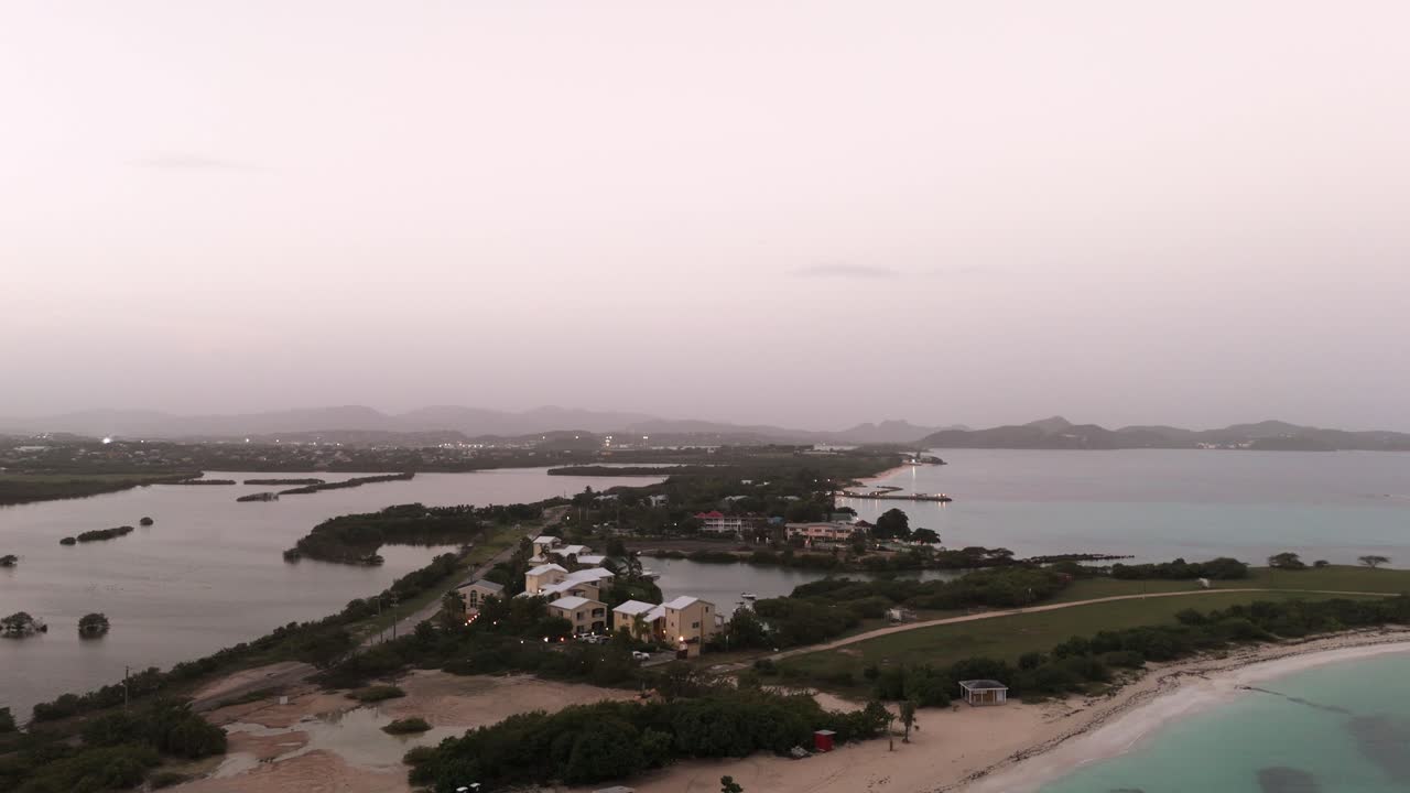 Aerial View Of Marina Bay Neighborhood Along Dickenson Bay In Antigua and Barbuda.