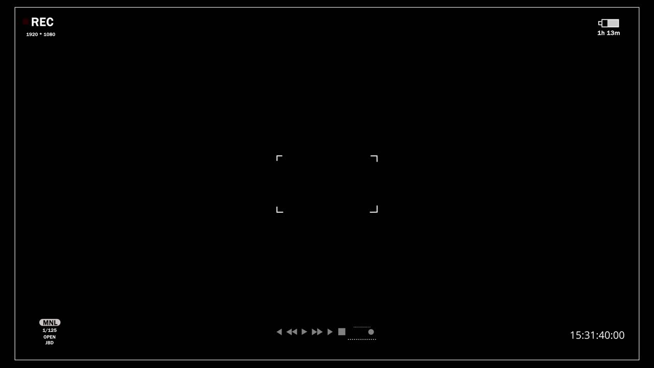 Camera recording interface display black background screen overlay rec camera viewfinder with timer
