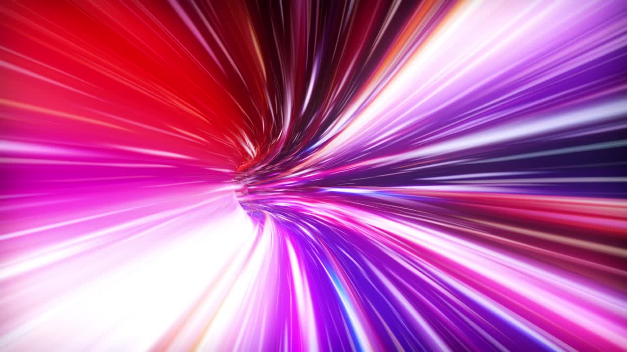 Wormhole through time and space, warp through science fiction. Abstract jump in space in hyperspace. Flying through colorful multicolored data tunnel. Seamless loop, 3d animation in 4K