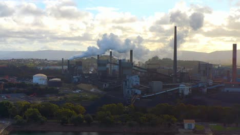 Industrial-Operation-Of-Steelwork-Factory-At-Port-Kembla-In-Wollongong,-New-South-Wales,-Australia