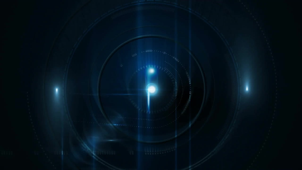 Animation of circles moving and light spots on black background