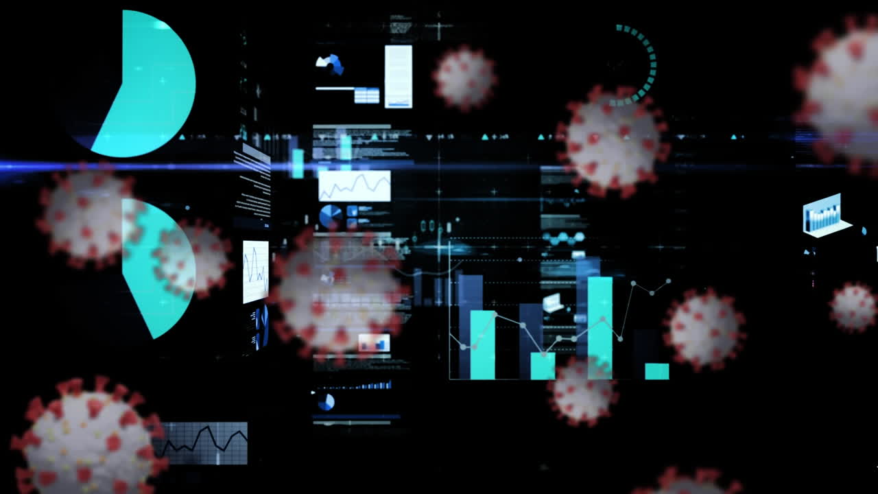animación de las células de covid-19 y procesamiento estadístico