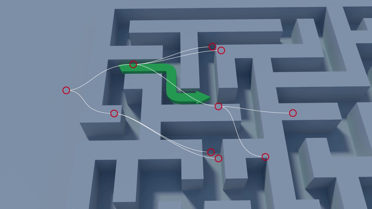 Animation of text with globe and network of connections
