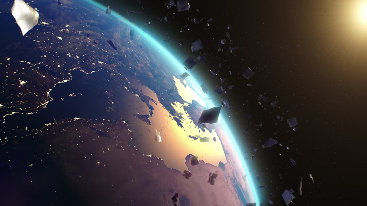 desechos espaciales que orbitan alrededor de la tierra