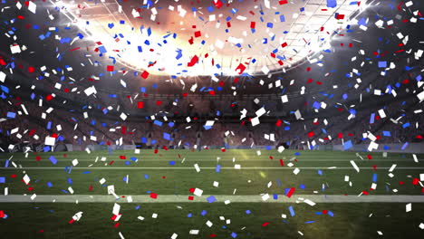 animation of falling confetti over rugby stadium