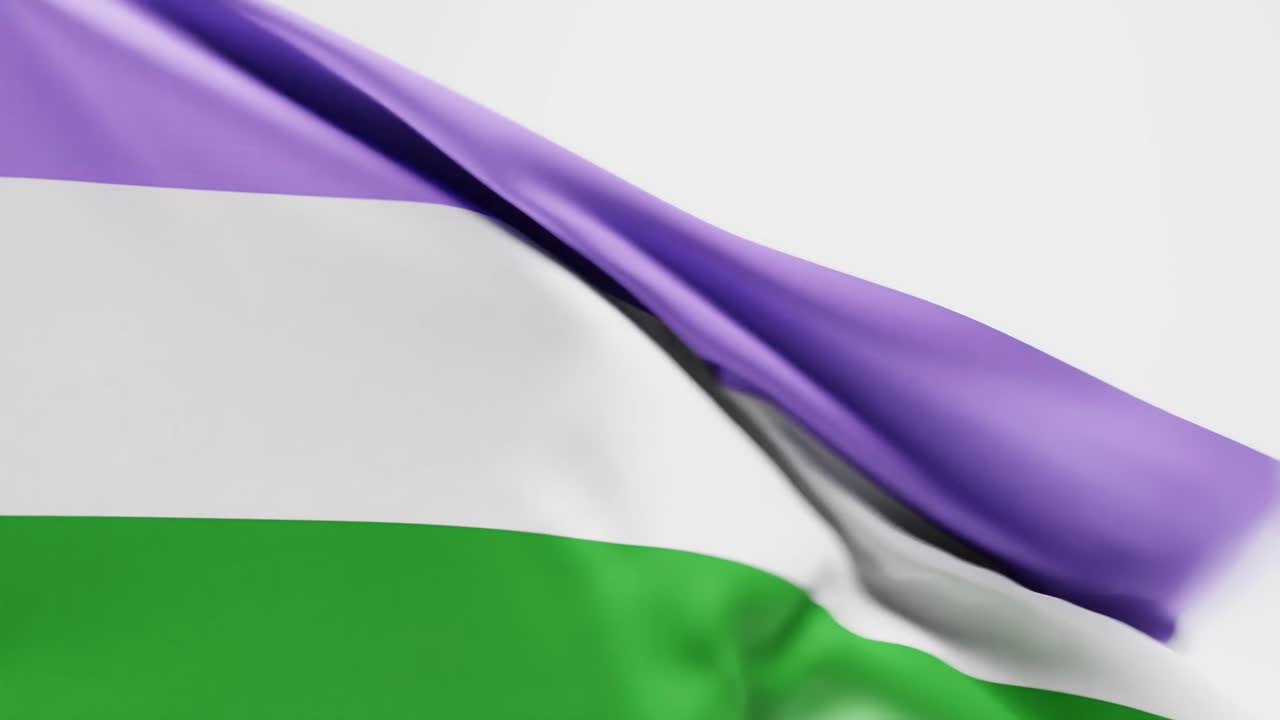 bandera del orgullo genderqueer ondeando contra un fondo blanco, renderizado en 3d