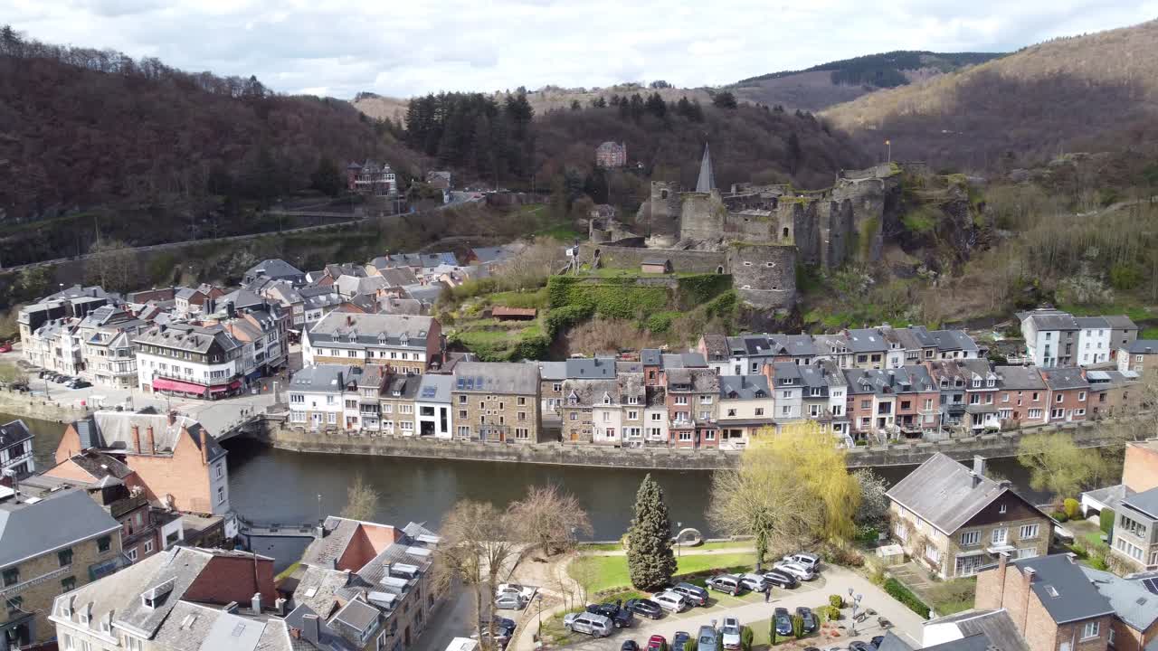 Aerial View of a Charming Town with a Castle