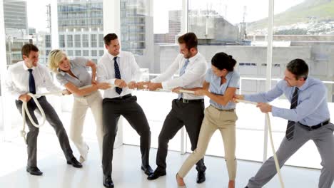 Business-people-having-a-tug-of-war