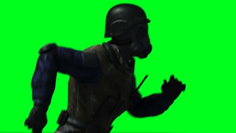 animación de soldado militar. físico, movimiento, desenfoque. animación realista 4k. pantalla verde