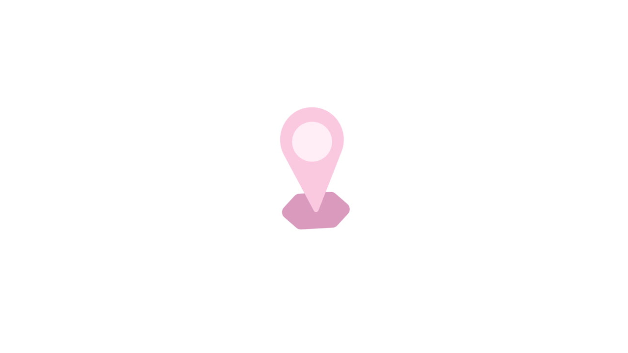 Animated Pink Location Pin Icon on White Background