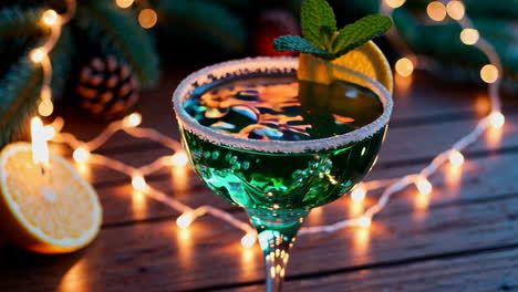 christmas cocktail with mint and orange