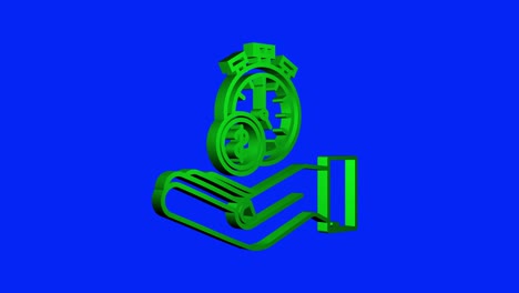 3d temporizador y dinero en las manos. reloj y bolsa, el tiempo es dinero, préstamo rápido, período de pago, cuenta de ahorros. gráfico de movimiento