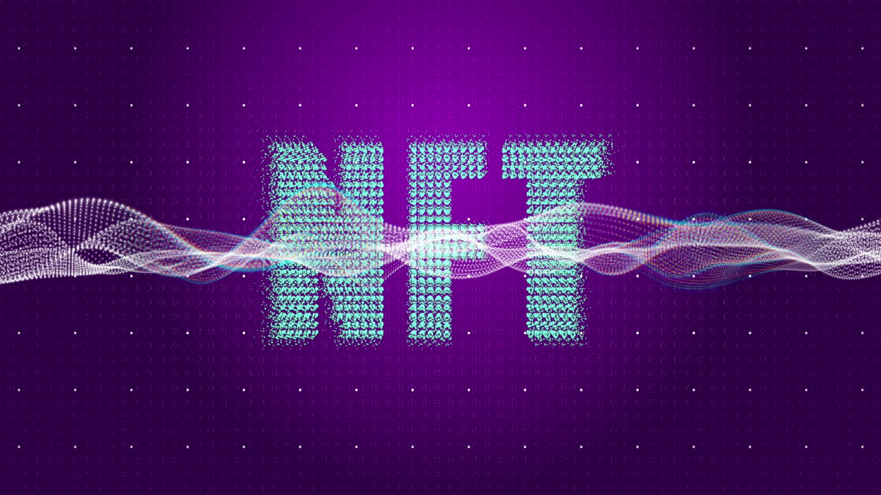 Animation of nft text over shapes