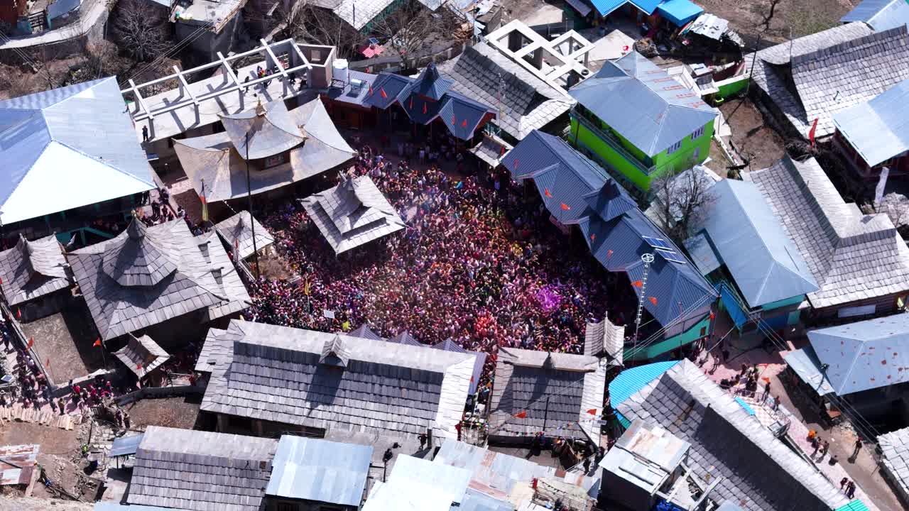 Holi Celebration in a Mountain Village