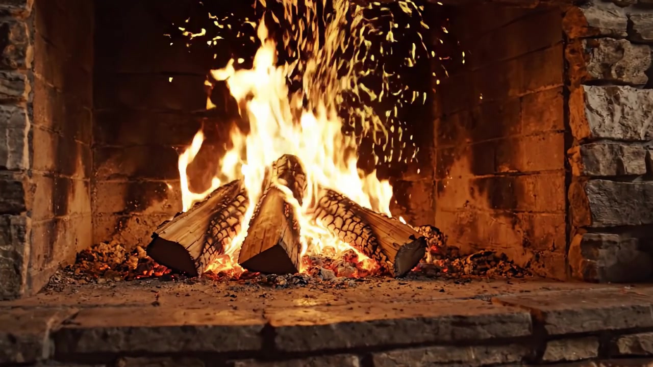 Un Fuego Acogedor Ardiendo Brillantemente en una Chimenea de Piedra con Leños que Irradian Calidez y Confort, Creando una Atmósfera Perfecta para la Relajación y el Disfrute