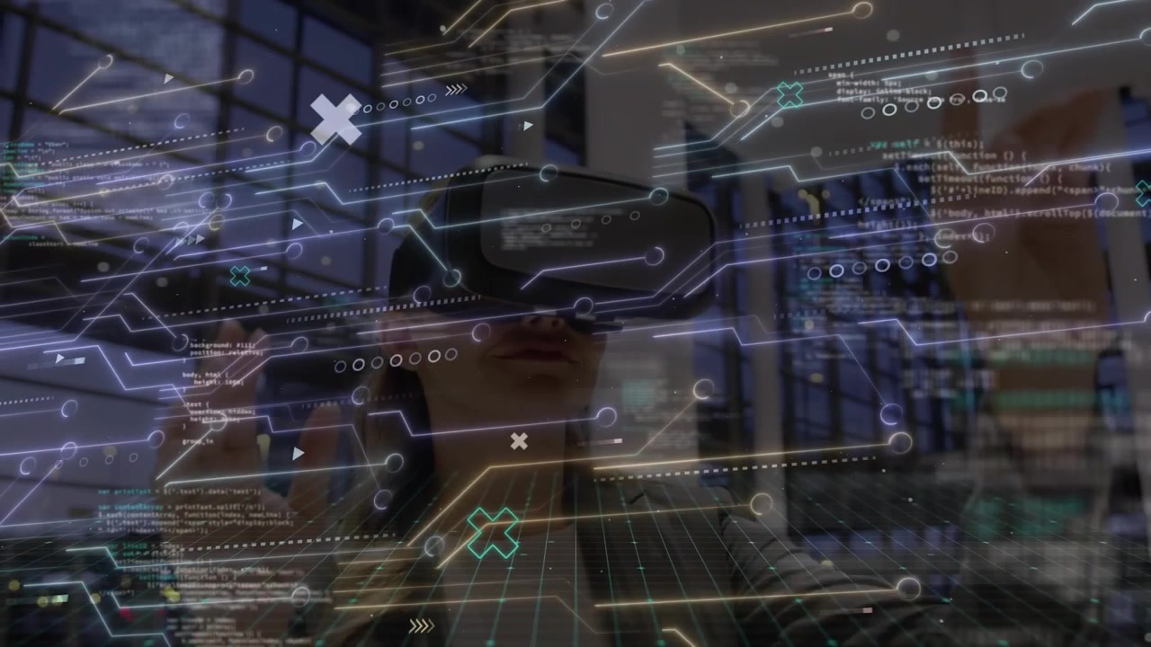 Animation of data processing over digital human and cardboard boxes on animation