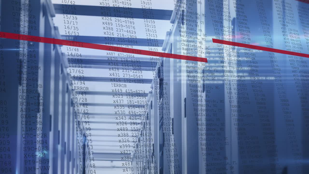 컴퓨터 서버를 통해 데이터 처리의 애니메이션