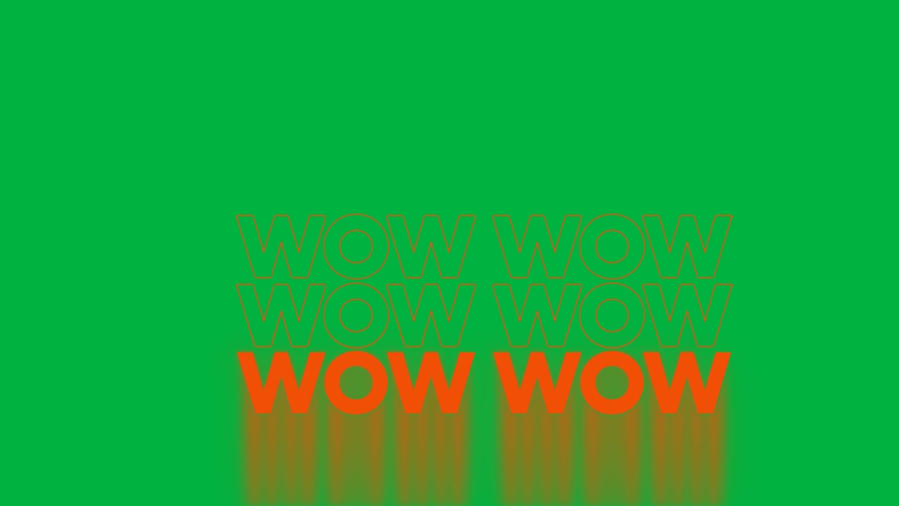Digital animation of orange wow text multiplying against white background