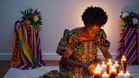 woman in prayerful ceremony