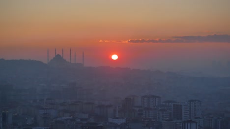 sunrise over istanbul cityscape with mosque