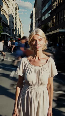 portrait of a woman in a city