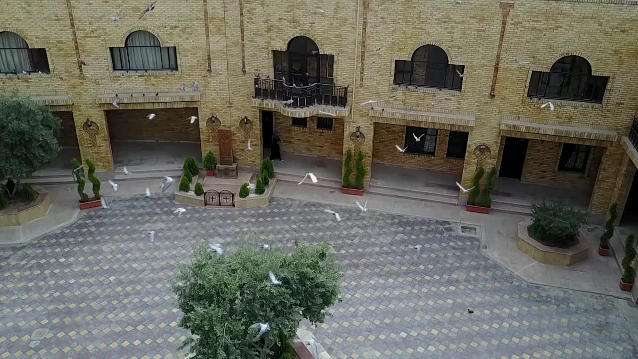 aerial footage of  Church in Baghdad, iraq