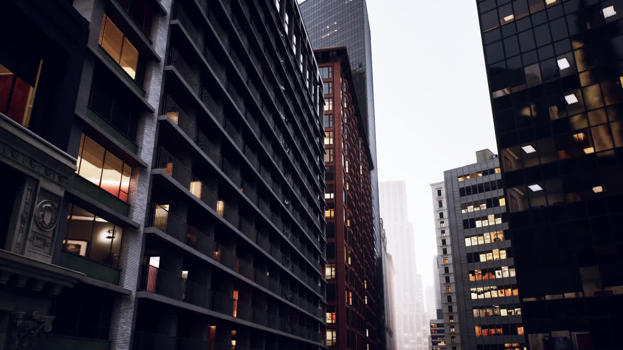 Misty urban scene quiet city morning with misty streets and cinematic ambiance