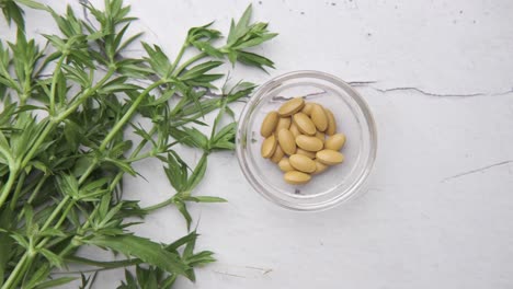 herbal supplements in a bowl