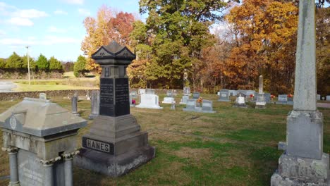 Aerial-of-Tombstones-in-Davie-County,-Near-Winston-Salem-NC