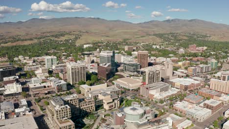 orbiting drone shot of boise, idaho's downtown district on a nice sunny day