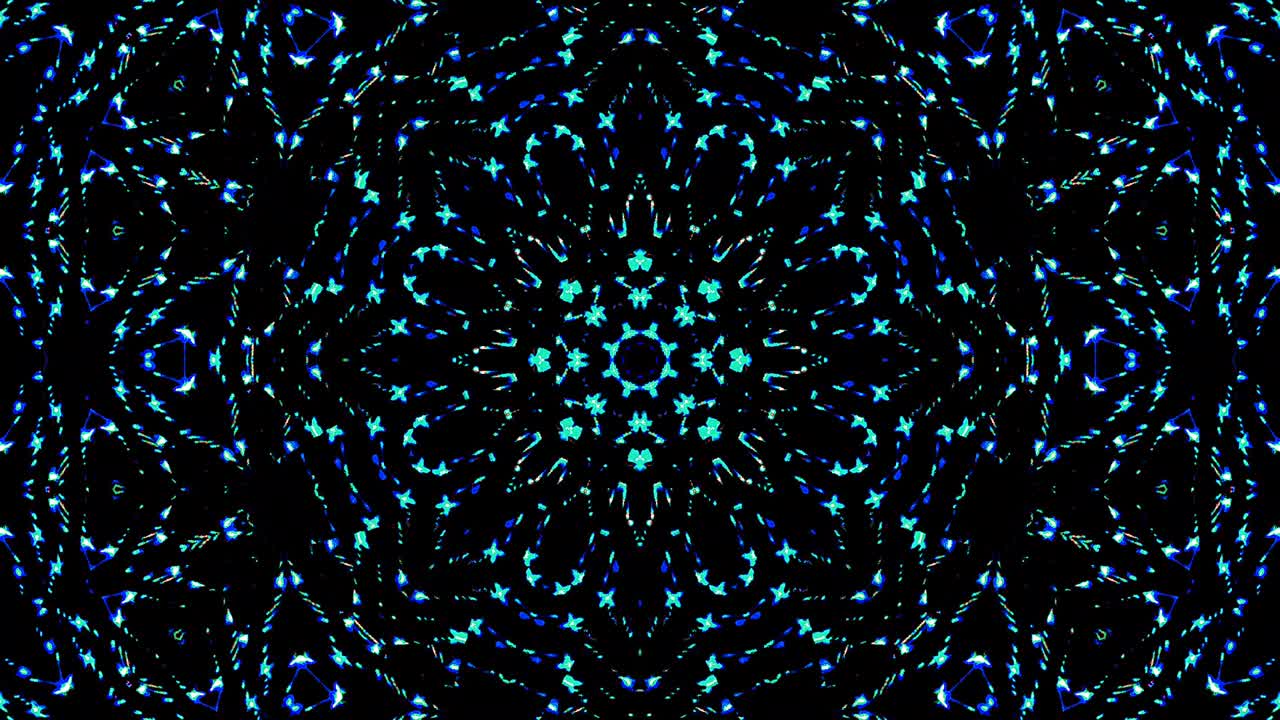 onda de luz puntos abstractos conjunto de color azul caleidoscopio fondo negro