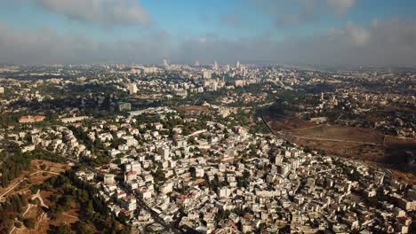 drone footage over east jerusalem silwan and abu tor neighborhood and the old city