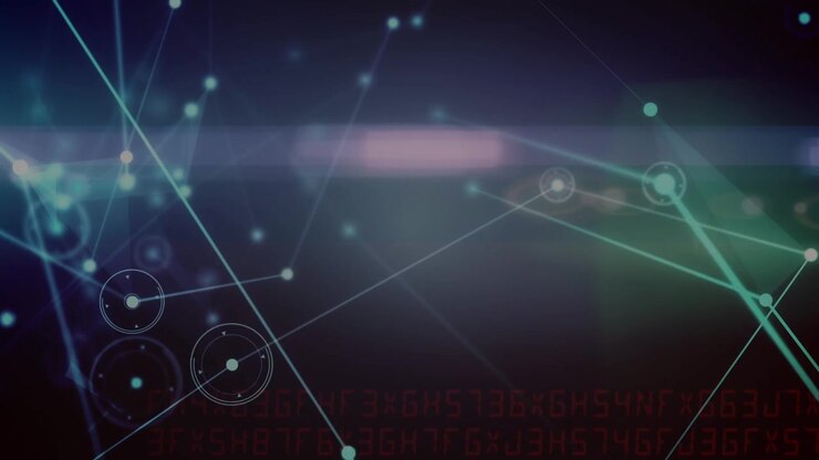 Animation of network of connections over blue background