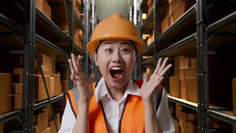 surprised warehouse worker