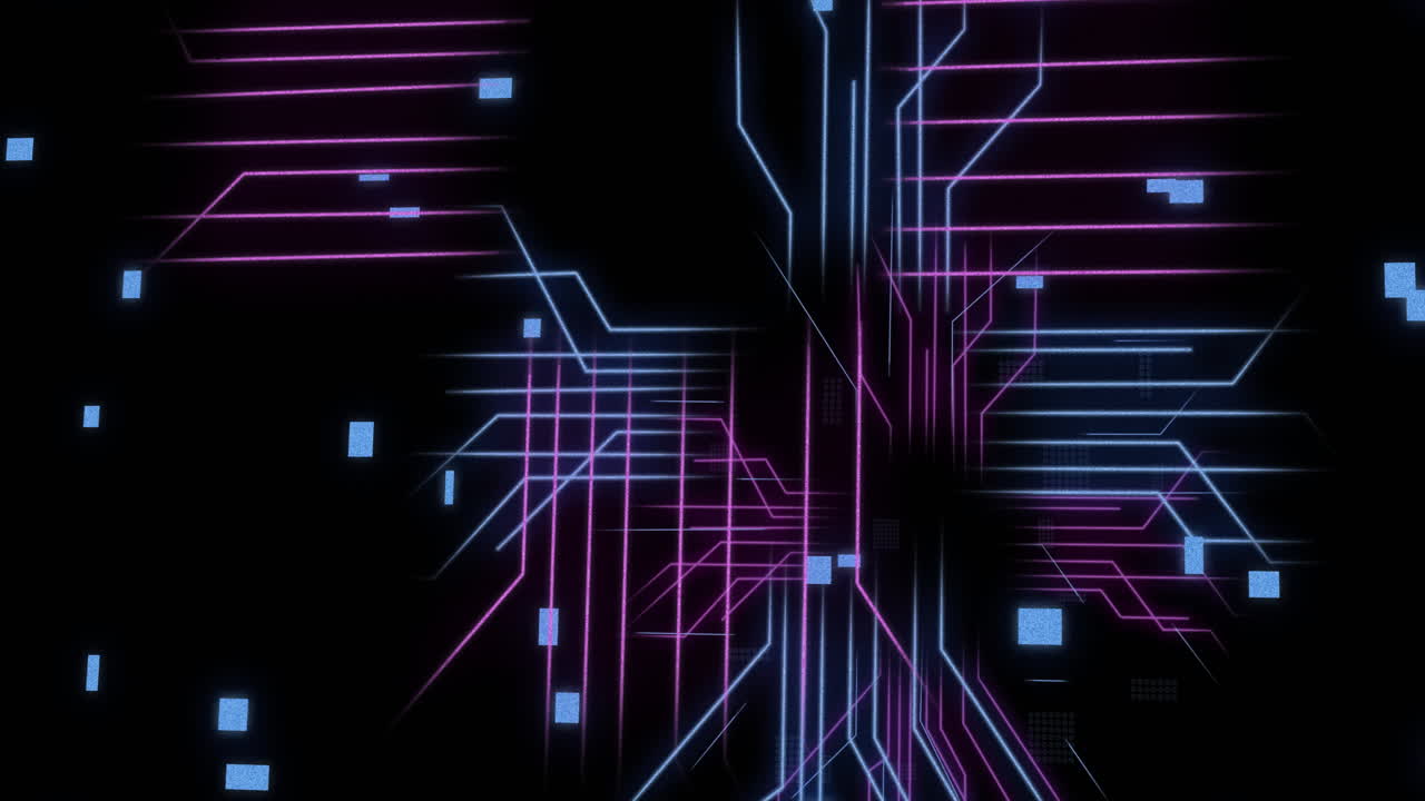 animación de una placa de circuitos con procesamiento de datos sobre diversas personas que utilizan computadoras